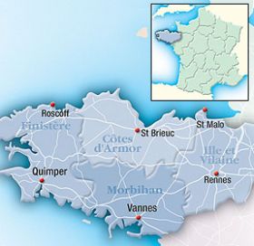 Map of Brittany Region